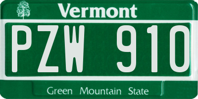 VT license plate PZW910