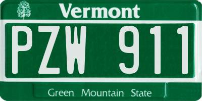 VT license plate PZW911