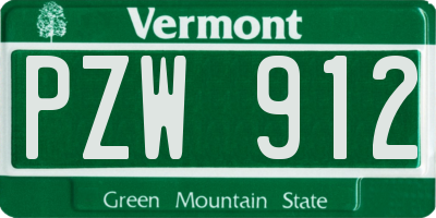 VT license plate PZW912