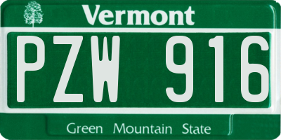 VT license plate PZW916
