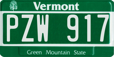 VT license plate PZW917