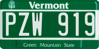 VT license plate PZW919