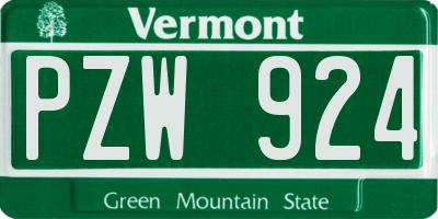 VT license plate PZW924