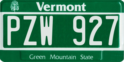 VT license plate PZW927