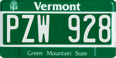 VT license plate PZW928