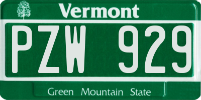 VT license plate PZW929