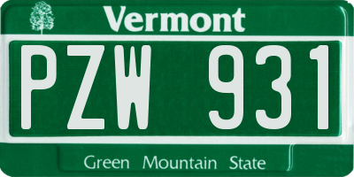 VT license plate PZW931