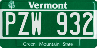 VT license plate PZW932
