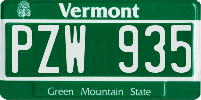 VT license plate PZW935