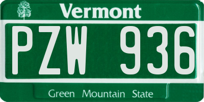 VT license plate PZW936