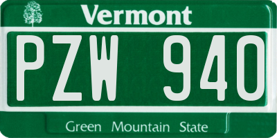 VT license plate PZW940