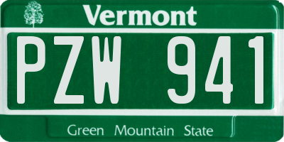 VT license plate PZW941