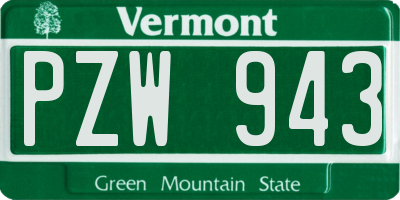 VT license plate PZW943