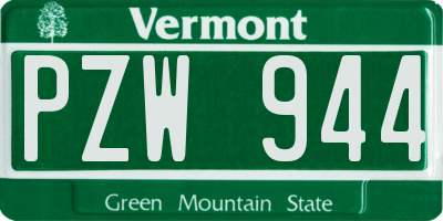 VT license plate PZW944