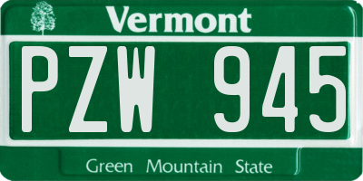 VT license plate PZW945