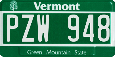 VT license plate PZW948