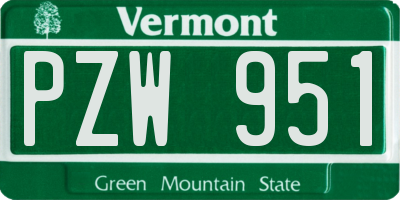 VT license plate PZW951
