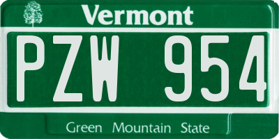 VT license plate PZW954