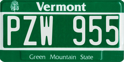 VT license plate PZW955