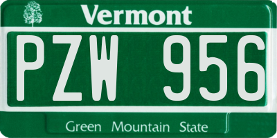 VT license plate PZW956