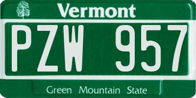 VT license plate PZW957