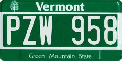 VT license plate PZW958