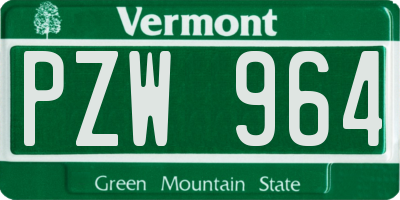 VT license plate PZW964