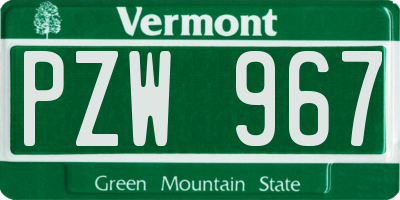 VT license plate PZW967