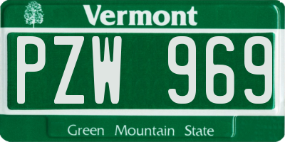 VT license plate PZW969