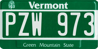 VT license plate PZW973