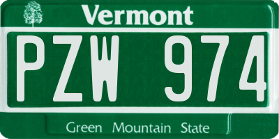 VT license plate PZW974