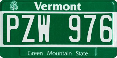 VT license plate PZW976