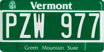 VT license plate PZW977