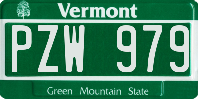 VT license plate PZW979