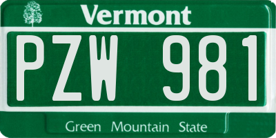 VT license plate PZW981
