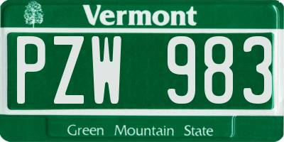 VT license plate PZW983