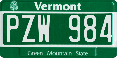 VT license plate PZW984