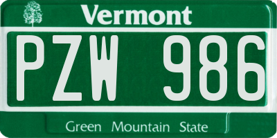 VT license plate PZW986
