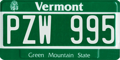VT license plate PZW995