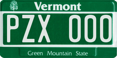 VT license plate PZX000