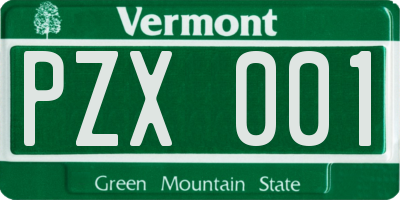 VT license plate PZX001