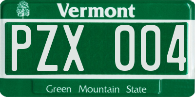 VT license plate PZX004