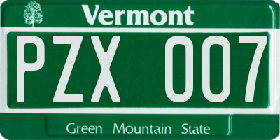VT license plate PZX007