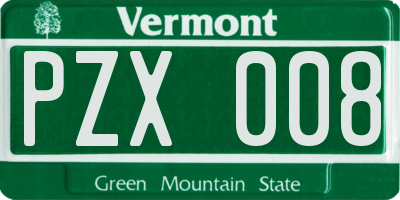 VT license plate PZX008
