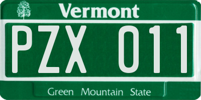 VT license plate PZX011
