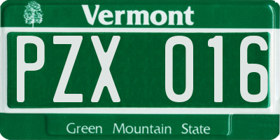 VT license plate PZX016