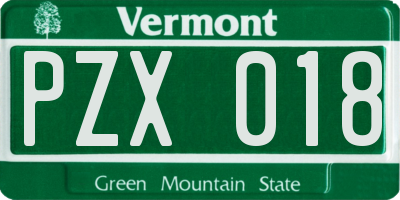 VT license plate PZX018