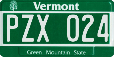 VT license plate PZX024