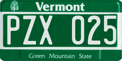VT license plate PZX025