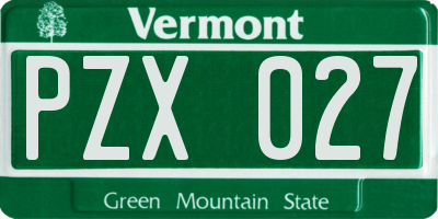 VT license plate PZX027